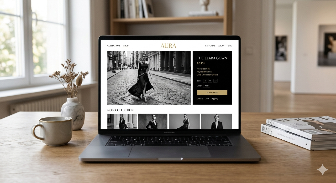 Luxury e-commerce website redesign for fashion brand with editorial layout